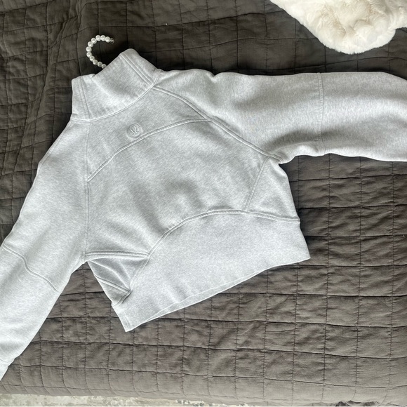 SOLD 💔LULULEMON Scuba Oversized Funnel Neck Half Zip XS/S Heathered Light Grey - Picture 7 of 13